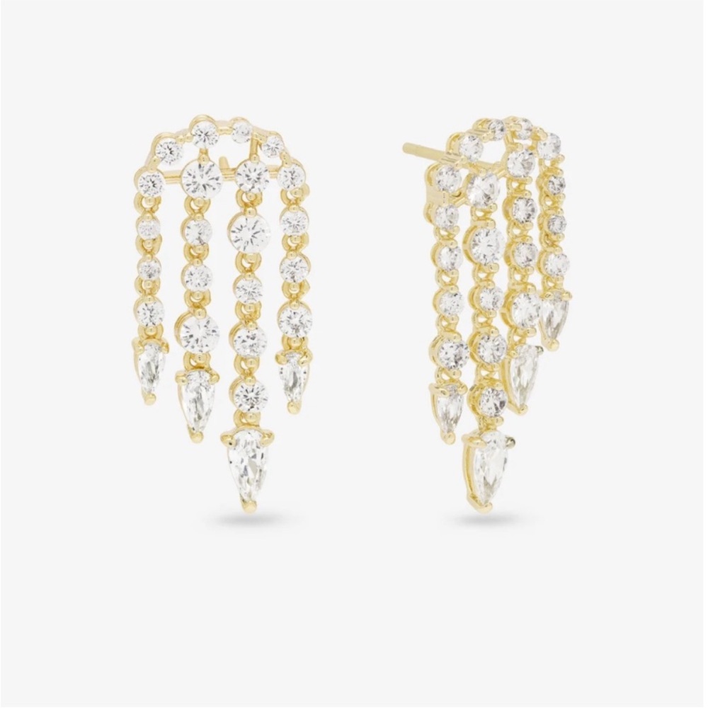 Melinda Maria Gold and Silver Crystal Earrings